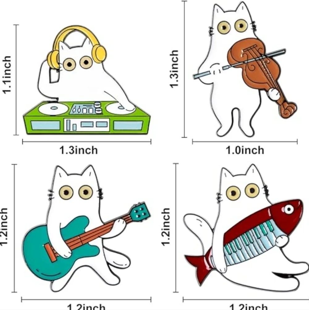 Musical Cat Enamel Pin Set